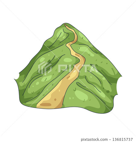 Illustration of green mountain with a hiking trail 136815737