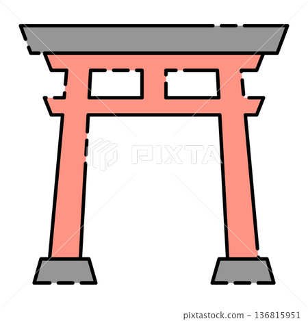 時尚鳥居插圖向量素材 136815951