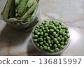 家庭花園裡的豌豆特寫 136815997