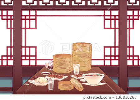 中餐和窗框 中餐和窗框 136816265