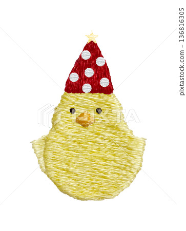 【坐著的派對女郎】手工刺繡插畫材質 136816305