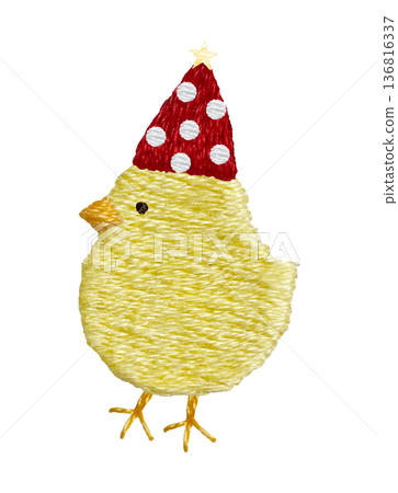 【側身派對女郎】手工刺繡插畫材質 136816337