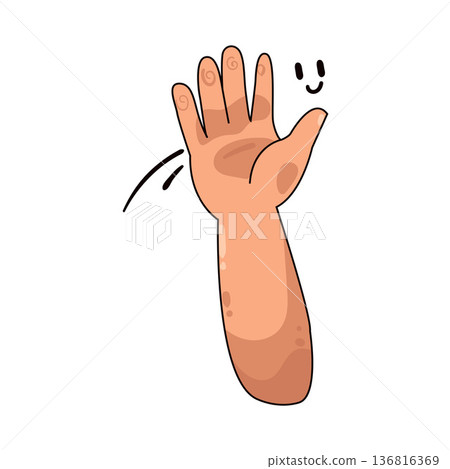 Illustration of waving hand Illustration of waving hand 136816369
