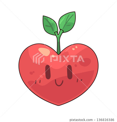 Illustration of Smiley Growing Heart 136816386