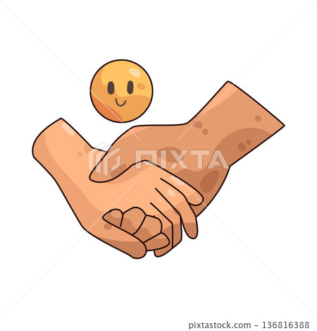 Illustration of Holding Hands with smile emoji Illustration of Holding Hands with smile emoji 136816388