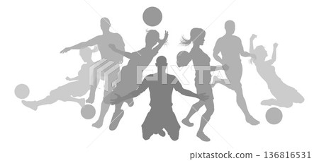 Soccer Football Players Silhouettes Soccer Football Players Silhouettes 136816531
