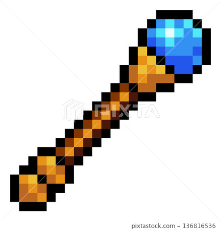Pixel Art Magic Staff Video Game Weapon Icon Pixel Art Magic Staff Video Game Weapon Icon 136816536
