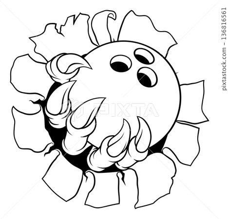 Bowling Ball Claw Cartoon Monster Animal Hand 136816561