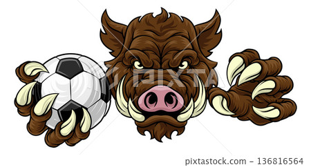Boar Wild Hog Razorback Warthog Pig Soccer Mascot Boar Wild Hog Razorback Warthog Pig Soccer Mascot 136816564