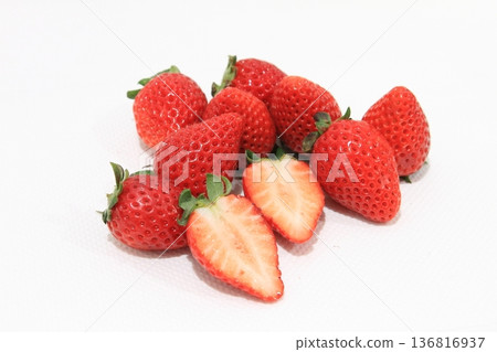 Strawberry (cross section) on a white background Strawberry (cross section) on a white background 136816937