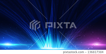 Technology future lines curve blue on dark backgroung. 136817384