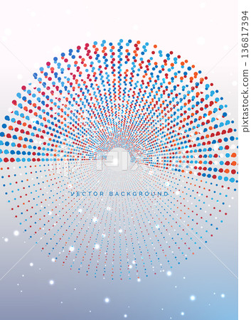 Abstract dotted glowing blue,red,orange swirling on white background. Abstract dotted glowing blue,red,orange swirling on white background. 136817394