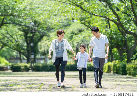 Family walking in the park Family walking in the park 136817431