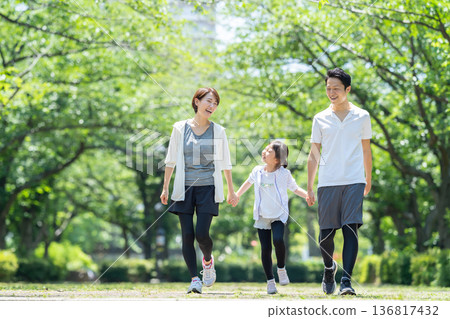Family walking in the park Family walking in the park 136817432