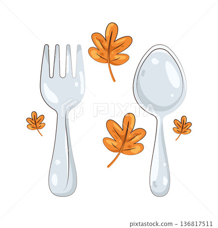 Illustration of spoon and fork Illustration of spoon and fork 136817511