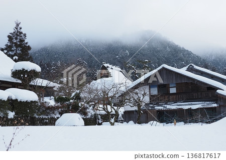 Miyama's thatched roof village and snow Miyama's thatched roof village and snow 136817617