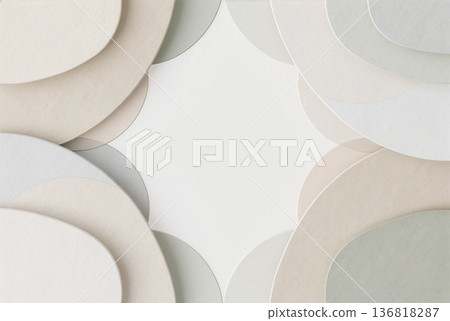 米色 x 鼠尾草綠色圓形紙張紋理抽象背景 136818287