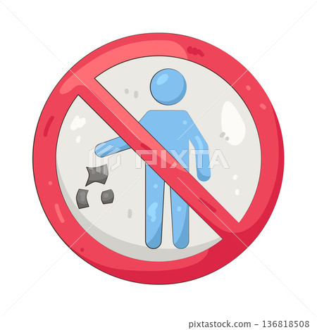Illustration of no littering prohibited sign  136818508