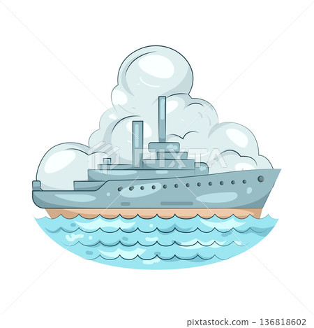 Illustration of warship  136818602