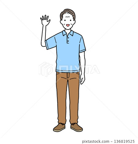 一位隨意揮手的中年男子 一位隨意揮手的中年男子 136819525