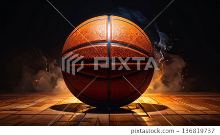 球場上的籃球 球場上的籃球 136819737