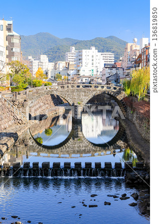Nagasaki City - Nagasaki's popular tourist spot, Meganebashi Bridge 136819850
