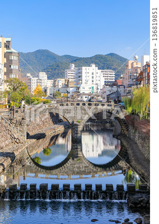Nagasaki City - Nagasaki's popular tourist spot, Meganebashi Bridge 136819851
