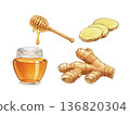 水彩風格的蜂蜜薑插圖 136820304