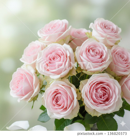 淺粉色玫瑰花束 淺粉色玫瑰花束 136820373