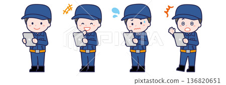 一名男性「消防員」正在使用平板電腦 一名男性「消防員」正在使用平板電腦 136820651