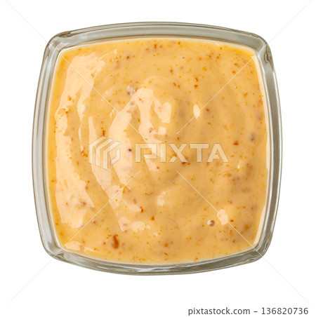 Thousand island dressing in bowl top view 136820736