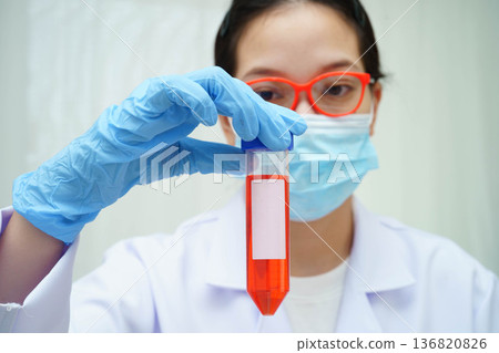 Scientist medical professional use test tube for research in science laboratory. Scientist medical professional use test tube for research in science laboratory. 136820826