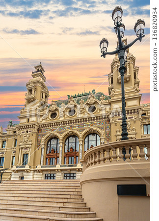 Monte carlo casino belle Epoque architecture at sunset 136820934
