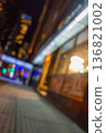 Blurred and crooked nightime city street intoxication drunk DUI concept 136821002