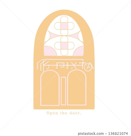 雙色彩色玻璃門，桃橙色 136821074