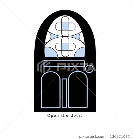 雙色彩色玻璃門，黑色和藍色 136821075