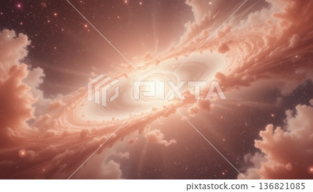 Radiant cosmic birth with glowing central star and swirling orange dust clouds Radiant cosmic birth with glowing central star and swirling orange dust clouds 136821085