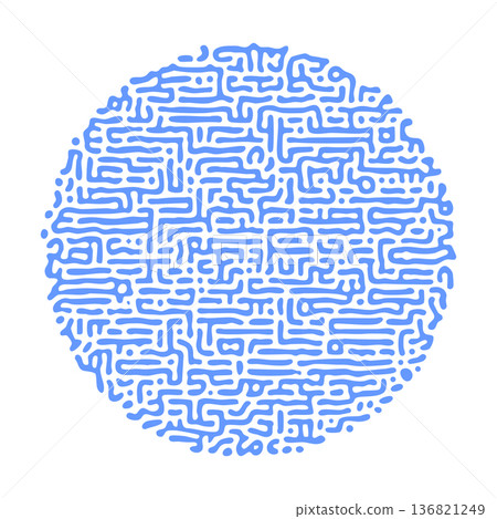 vector illustration of blue turing lines pattern circle isolated on white background 136821249