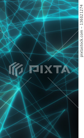 Teal neon network grid with connected lines and nodes on dark background, futuristic digital technology mesh Teal neon network grid with connected lines and nodes on dark background, futuristic digital technology mesh 136821274