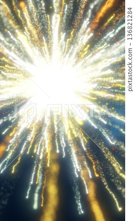 Bright golden energy explosion with radiant particle trails, symbolizing power, innovation, and intense cosmic force Bright golden energy explosion with radiant particle trails, symbolizing power, innovation, and intense cosmic force 136821284