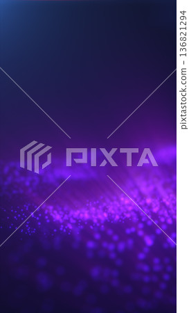 Purple glowing bokeh particles forming a soft wave over dark gradient background, abstract digital dust field with depth and motion blur Purple glowing bokeh particles forming a soft wave over dark gradient background, abstract digital dust field with depth and motion blur 136821294