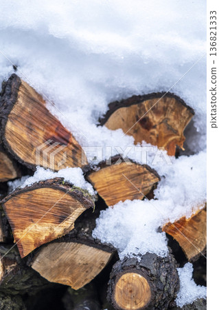 Campsite firewood, snow, wood stove, Nijisseiki pear tree Campsite firewood, snow, wood stove, Nijisseiki pear tree 136821333