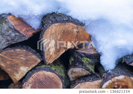 Campsite firewood, snow, wood stove, Nijisseiki pear tree Campsite firewood, snow, wood stove, Nijisseiki pear tree 136821334
