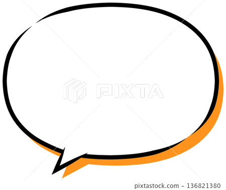 Comic book style oval speech bubble with orange shadow decoration, vector illustration Comic book style oval speech bubble with orange shadow decoration, vector illustration 136821380