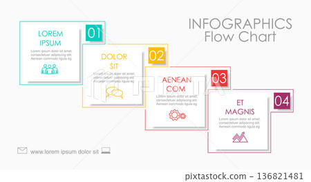 Modern infographic icons, and text blocks for business processes, presentations, or educational content. Vector illustration. Modern infographic icons, and text blocks for business processes, presentations, or educational content. Vector illustration. 136821481