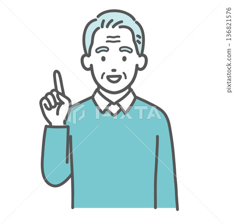 Illustration of an elderly man pointing and explaining the key points (inspiration, upper body) Illustration of an elderly man pointing and explaining the key points (inspiration, upper body) 136821576
