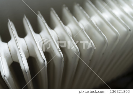 White metal heating radiator close up White metal heating radiator close up 136821803