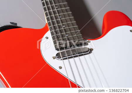 Electric Guitar Body Close-Up on gray background 136822704
