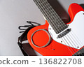 Red Electric Guitar with Strings 136822708