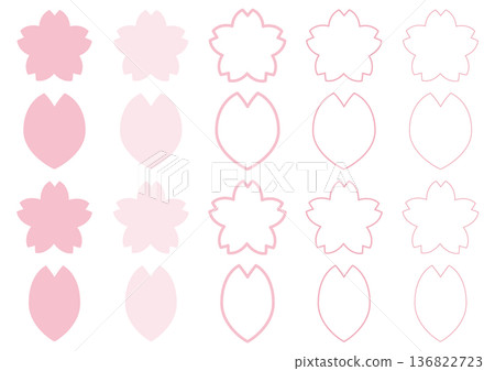 Various cherry blossom icon set, pink Various cherry blossom icon set, pink 136822723